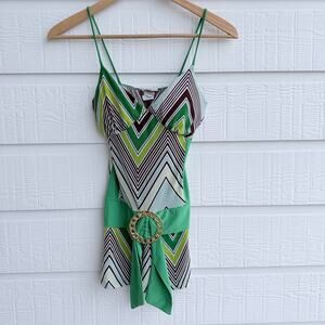 Muaa USA Y2K Geometric Handkerchief Hem Cami Tunic Top Small